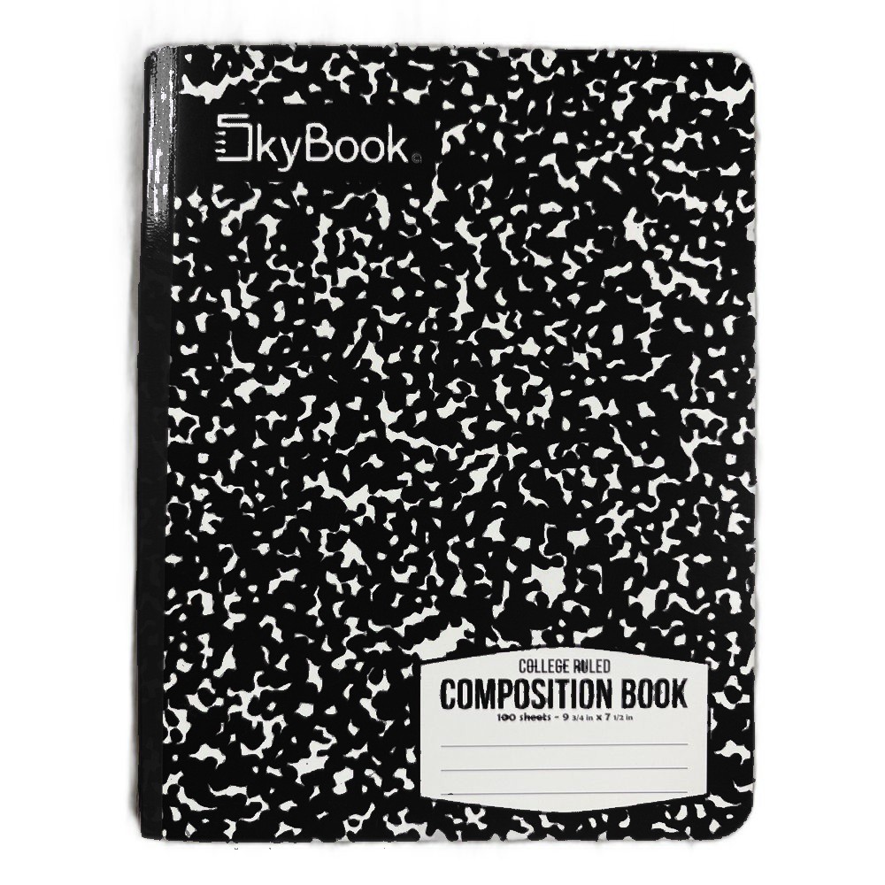 [SB-CB-100-CR] SKYBOOK Composition Notebook, 100 Sheets, Black Marble (College Ruled)